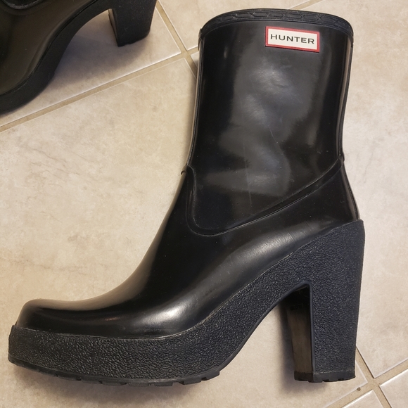 Hunter Shoes - RARE! Hunter ARNIE Heeled Rain Boots Black Size 10